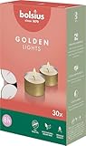 Bolsius Teelichter mit goldenem Becher - 30 Stk. - 8 Stunden Brenndauer - Dekorative Haushaltskerzen - Unparfümiert - Mit Natürlichem Pflanzenwachs - Ohne Palmöl, Gold