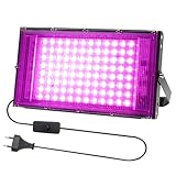 Sporgo LED UV Schwarzlicht Strahler: 100W Schwarzlichtlampe, UV Strahler mit Schalter, IP65 Wasserdicht Partylicht Flutlicht, für Bar, Disco, Bühnenbeleuchtung, Glow Party, Halloween Deko