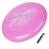 Tuokay, 33cm Durchmesser Ballsitzkissen, Aufblasbar Balance-Kissen, Luftkissen, Balance Pad, mit Luftpumpe, Gleichgewichtskissen für aufrechte Haltung, Fitness, Reha, Balance & Krafttraining (Rosa)