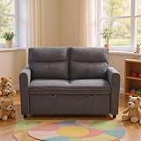 HOMYLIN Kinder Schlafsofa mit Bettfunktion, 2-Sitzer Klappsofa für Kinderzimmer, Grau
