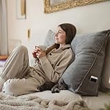 Björn&Schiller Rückenkissen - Lesekissen für Bett und Sofa, Keilkissen, Rückenpolster für die Wand, Sitzkissen, Wandkissen, groß mit waschbarem Bezug (Grau, 70 cm)