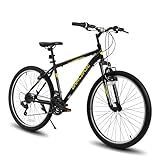 Hiland BAMCBASE 26 Zoll Mountainbike, Hochfester Stahlrahmen 21 Gänge Mountainbike, V-Brake Hardtail MTB Bike für Männer Frauen Schwarz