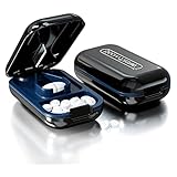 Dyroe tablettenteiler, Pillenschneider Große und Kleine Tabletten, Tablettenspalter Pillenteiler mit Tablettenaufbewahrungsfach, Pillen Vitamin-Tabletten, Tragbarer Tasche Pillenzerkleinerer Schwarz