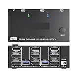 USB 3.0 KVM-Umschalter, 2 Eingänge, Ausgänge, Monitore, Computer, Switch-Unterstützung: 8K@30Hz, 4K@144Hz. Displayport for PCs Nahtlose Umschaltung