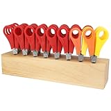 Westcott Kinderschere 32 Stück in Holzblock | Schere mit integrierter 5 cm Skala | Bastelschere 13 cm (5') ideal für Kinderhände | Sicherheit durch abgerundete Spitze | 112TidyC 00