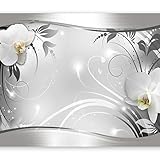 Fototapete murando Blumen 350x256 cm Vlies Tapeten Wandtapete XXL Moderne Wanddeko Design Wand Dekoration Wohnzimmer Schlafzimmer Büro Flur weiß grau silber Orchidee Ornament Abstrakt b-A-0078-a-b