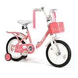 BODIOO 12 Zoll Kinderfahrrad Fahrrad für Mädchenmit und Jungen Stützrädern & verstellbarem Sattelfür Spielrad mit Korb & Klingel Fahrer von 84 bis 97 cm-Rosa