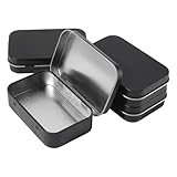 SOFPLATE 4 Packung 4 x 2.5 x 0.9 Zoll Große Schwarze Blechdose Mit Scharnier Aus Metall Rechteckige Dose Mit Scharnier Und Deckel Kleine Leere Mini Aufbewahrungsbox Aus Eisen Tragbarer Organizer Für Z