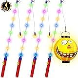 Laternenstab Kinder Led,4er Elektrisch Laternenstab mit LED für St Martin 50CM, 32 Leds Laterne Stab Leuchten Kinder für Laterne Numzüge Martinsumzüge,Halloween Kostümpartys Kinderpartys Kindergarten