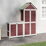 Homgoday Garten-Ger?teschuppen Set - Mokka, Holz, 2 Gr??en, Regendicht, Montage erforderlich Model172251