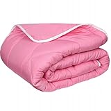 TEXTILOVE Schurwolle Bettdecke 140x200 cm Ganzjahresdecke Oeko-TEX 100 Dicke Wolle Decke Gestepptes Muster Rosa Schafwolldecke