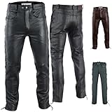 Radmasters Herren Lederhose lederjeans bikerjeans Jeans Hose aus Echtleder seitlich geschnürt 56 Schwarz