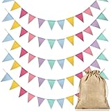 Alintor Wimpelkette Outdoor Wetterfest, Einschulung Deko, 5 Stück Girlande Geburtstag, für Regenbogen Deko, Luftschlangen, Matschküche, Spielhaus, Spielturm, Baumhaus, Klettergerüst, Festival Zubehör