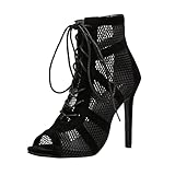 Damen Tanz Heels Mode Peep Zeh -Knöchelstiefel Schnürpumpen Party Damen Stiletto Sandalen Tanzschuhe