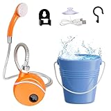 Begonia Tragbare Campingdusche, Campingdusche Duschkopf mit Pumpe,Dusche für Camping mit wiederaufladbarem Akku für Camping, Reisen, Garten,Haustierreinigung,Strand (Orange)