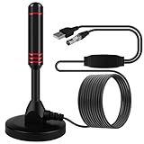 DVBT/DVBT2 Antenne - Zimmerantenne für Fernseher, HD TV Antenne Mit Magnetfuß 5M Verlängerungskabel, Digitale Teleskopantenne 360° Empfang für DTMB, ISDB, DVB-T2, DMB-T