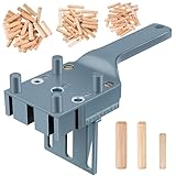 Hiboom Meisterdübler 4645000 Universal Dübelhilfe Set inklusive Holzdübel Bohrschablone und 90 Holzdübel in 6/8/10 mm Handgehaltene Dübellehre für Präzise Eck- T- und Flächenverbindungen