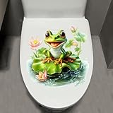 Leniutor 1PCS Tier WC Aufkleber Selbstklebend Wasserdicht Abnehmbare Frösche Badezimmer & Tür Wandaufkleber Kreative Lustige Lotus Toilette Tank Aufkleber Home Decor (Frosch)