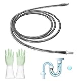 Rohrreinigungsspirale Abflussreiniger 10mm x 4 m Spirale Abfluss Rohrreinigung mit Bohraufsatz und Handschuhe Universal Spirale Abflussspirale für Hartnäckige Verstopfungen