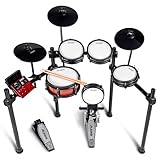 Alesis Nitro Pro Schlagzeug Elektronisch mit leisen Dual Zone Mesh Pads, 500+ authentischen BFD-Sounds, Bluetooth, Drumeo, USB-MIDI, Double Kick kompatibel