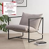 Zinus Aidan Extragroß Sling Akzent-Sessel 78x69x78 - Sessel mit Metallrahmen und Polsterung aus zerkleinertem Schaumstoff - Hellbeige