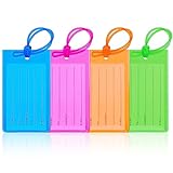 GAOHUI 4 Stück Kofferanhänger mit Adressanhänger, Flexibler Gepäckanhänger für Koffer, Wasserdichtem PVC Kofferanhänger für Kreuzfahrten Flugreise