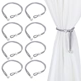 Oruola 8 Stück Vorhang Raffhalter,Gardinen Raffhalter mit Perlenvorhangschnalle,Kordelhalter,Verstellbare Curtain Tiebacks für Zuhause,Hotel,Büro,Fenster,Einfacher Stil Gardinenhalter