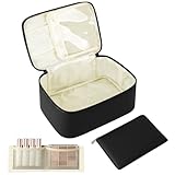 2 Stück Kosmetiktasche Damen Reise,Groß Kulturtasche Make Up Tasche, Tragbare Kulturbeutel Schminktasche Makeup Bag mit Griff und Abnehmbarem Trenner-Schwarz