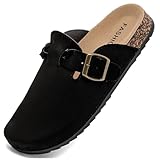 Otoepazm Unisex Clogs Pantoletten mit Kork Leder Hausschuhe Gartenschuhe mit Premium Fußbett