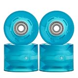 NONMON Cruiser Skateboard Rollen 60mm 78A mit Kugellager 608ZZ ABEC-9, Weich LED Ersatzräder Set mit Lager für Longboard Snakeboard Pennyboard Fishboard, 4 Stück Blau