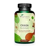 Bio Chaga Pilz Kapseln | Hochdosiert: 6.000 mg aus Extrakt (10:1) | 40% Polysaccharide - 30% Beta Glucane | Laborgeprüft | Vegan - Ohne Zusatzstoffe | Deutsche Produktion Vegavero®
