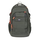LÄSSIG Schulrucksack mit Reflektoren und höhenverstellbarem Rückenteil/School Backpack Bold Dark Olive