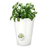 Emsa 514244 Kräutertopf für frische Kräuter, Selbstbewässerung, Wasserstandsanzeiger, Ø 13 cm, Weiß, Fresh Herbs