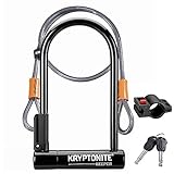 Kryptonite Keeper Standard Bügelschloss - Sicherheitsgrad 5/10, Robustes Anti-Diebstahl Fahrradschloss mit 120 cm Schlaufenkabel, Transporthalterung und 2 Schlüsseln - 10,2 cm x 20,3 cm