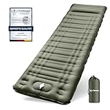 Arlierss Isomatte Selbstaufblasend, 12CM Dicke Luftmatratze Camping mit Fußpresse Pumpe und Kissen, Anti-Ripstop Tragbar Schlafmatte Outdoor für Wandern, Reise, Strand-Armeegrün