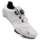 Feyenold Herren Fahrradschuhe Damen Radsport Schuhe Kompatibel mit Peloton & Kompatible Installation Look SPD SPD-SL Delta Lock Pedal Reitschuhe Grau 43 EU