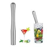 Barstößel für Cocktails,Stößel Eiszerkleinerer,Stößel Cocktail,Cocktail Stößel Aus Edelstahl für Cocktailpüree Aus Natürlicher Minze,Limette und Zitrusfrüchten Herstellen,Schwarz,Weiß,2PCS