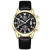Herren Uhr, Minimalistisch Analog Quarz Uhr Wasserdicht Ultradünne Herrenuhr Lederarmbanduhr, Vatertag Männergeschenk