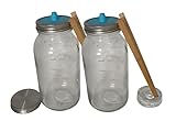 Smiths Mason Jars 2 l Gärgläser aus klarem Glas mit Holzclip, Gewichten und 2 Deckeln, ideal für Haferflocken über Nacht, Kimchi, Gurken und Aufbewahrung Ihrer Lieblings-Snacks (2er-Pack)