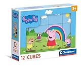 Clementoni Peppa Pig 12 Würfel Puzzle Kinder - Geschicklichkeitsspiel für Kinder ab 3 Jahren - Sensorik- & Motorikspielzeug 41195
