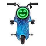 Kinder Elektro-Drift-Scooter, 3 Geschwindigkeiten 180W Drift Trike, mit LED-Licht & Bluetooth – 50kg Tragkraft, Sitz verstellbar 82-92cm für Jungen & Mädchen ab 3 Jahren (Sternenhimmel blau)