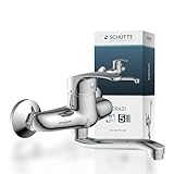 SCHÜTTE 36760 ORAZI Wandwasserhahn Chrom, Wand-Spültischarmatur 360°, ideal für Doppelspülbecken, Wasserhahn Wandmontage, Wandarmatur für Küche/Ausgussbecken, Mischbatterie für Wandmontage