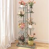 Yajuer Robuster 6 stufiger Blumenständer Aus Metall, Eckregal für Terrasse, Garten und Balkon