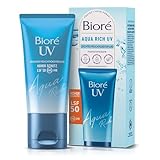 Biore Aqua Rich UV - Leichtes Feuchtigkeitsfluid für das Gesicht - Sonnenschutz - Lichtschutzfaktor LSF 50 - UVA/UVB - Funktioniert unter Make-Up - Nicht-fettend