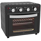 HOMCOM Elektrischer Multifunktions-Tischbackofen Mini-Toaster-Backofen 30L 1600W Fritteuse mit 7 Heizmodi Timer und einstellbarer Temperatur 43x39x39 cm Schwarz