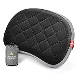 HIKENTURE Aufblasbares Camping Kissen mit abnehmbaren Bezug, Reisekissen aufblasbar leicht, Ergonomisches Kissen Unterwegs, Aufblasbares Kopfkissen Campingkissen Outdoor, Inflatable Pillow-Black