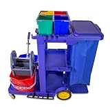 G.I.V. - Reinigungstechnik Putzwagen Reinigungswagen groß mit Vertikalpresse, professionelle Reinigung 2x18L Eimer, 4-Farbsystem Kunststoffeimer je 6L, Wischwagen mit Presse - Reinigungswagen Gewerbe