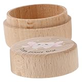 ZUNOXAZ Zahndose Holz Milchzahndose für Jungen Mädchen Aufbewahrungsbox für Erste Zähne Robuste Erinnerungsbox Süße Runde Zahnbox aus Holz