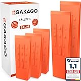 Gakago Fällkeil Set (5er Pack) - Rutschfeste Kunststoffkeile mit Widerhaken Schuppung und profilierter Maserung - Extrem schlagfest & frostbeständig in auffälliger orange Signalfarbe