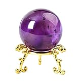 HHCTEBEC Natürliche Amethystkugel, Heilkristall-Edelsteinkugel für Reiki, Wahrsagerei, Meditation, Yoga, Feng Shui, Heimbüro-Dekoration, spirituelles Geschenk,60mm